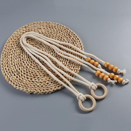 Yousheng Natürliche Holzperlen Vorhangband mit Quastenring Dekorative Halter Vorhangbinder Wohnzimmer Heimdekoration