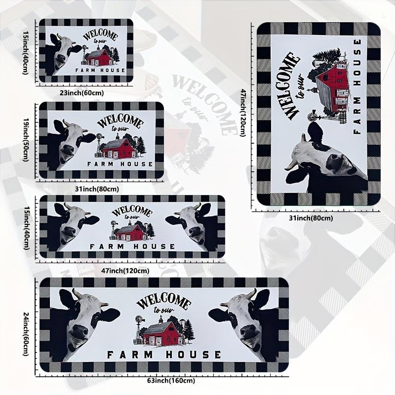 1Pcs Anti Fatigue Kitchen Rugs Cow Print Waterproof Non-Slip Thick Cushioned Kitchen Mat Heavy Duty Comfort Standing Mat for Kitchen