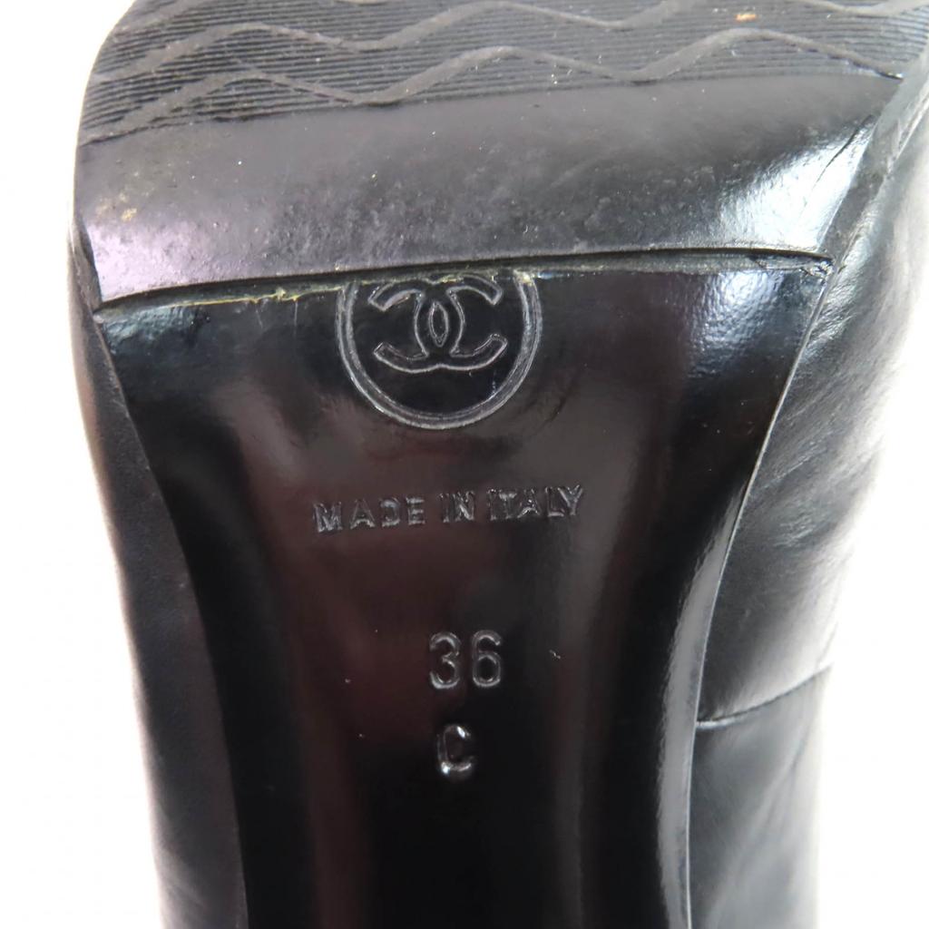 Great CHANEL Ankle boots black leather Women 36 G26164 Used