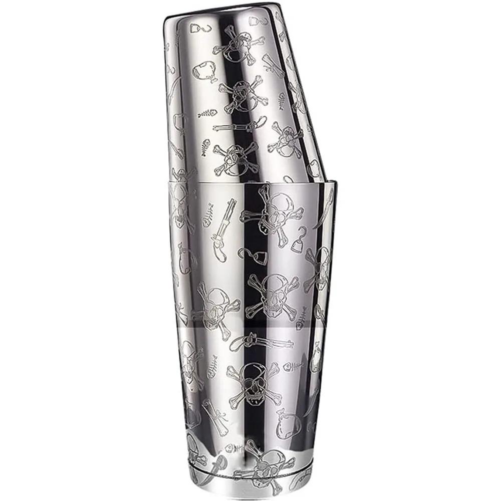 Stainless Steel Boston Shaker Tin with Etched Pattern Cocktail Shaker Martini Shaker Drink Mixer Professional Bartender Kits