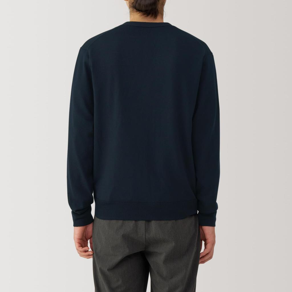 MUJI Men's Washable Wool High-Gauge V-Neck Cardigan, Dark Navy, Size AA0PFA4A, Men's XL