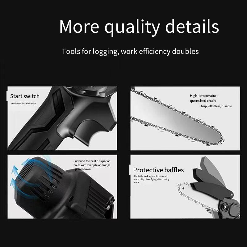 1PC Handheld Lithium Chainsaw Rechargeable Mini Chainsaw Household Single Hand Saw Outdoor Logging Electric Chainsaw Brushless Small Pruning Saw