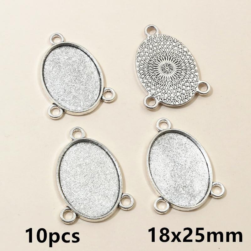 5-40pcs 3-Loops Oval Prndant Cabochons Blank Base Setting DIY Necklace Bracelet Jewelry Making Accessories Findings