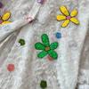 Premium Heavy Industry Diamond Sequined Flower Lapel Lantern Sleeve Shirt Women's Summer Sweet Age-reducing Loose Fringed Top