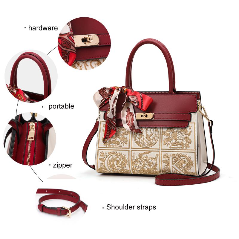 Aidrani A Large Capacity Women's Handbag Made of Cowhide Material with Exquisite Embroidery Technology