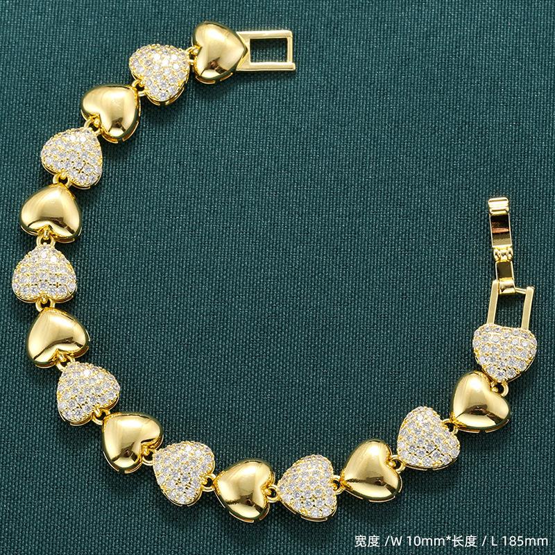 Liebe Splicing Armband Halskette Premium Gefühl Herzförmig Pfirsichherz Schmuckset Vl663-664