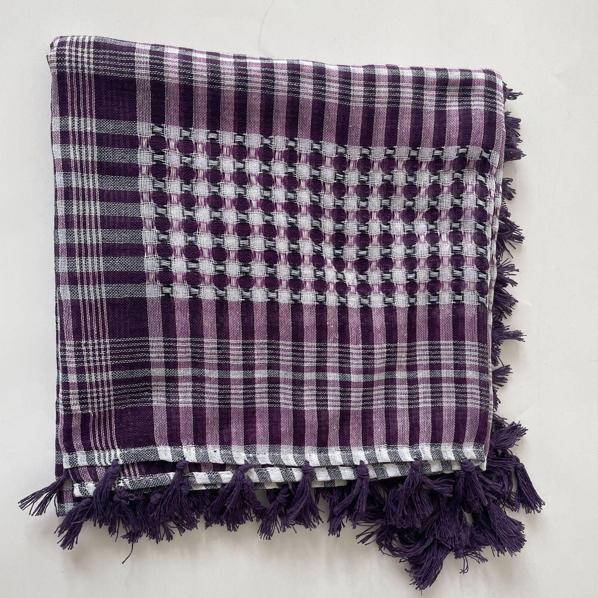 

Plaid Tassel Arab Square Headscarf - Tactical Outdoor Cycling Gear фіолетовий