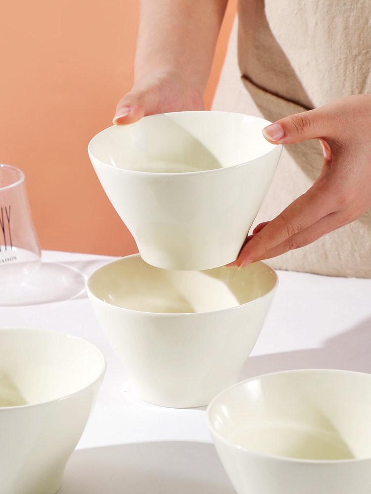Set of 6 Cream-Colored 5-Inch Creative Rice and Soup Bowls - New Trendy Design