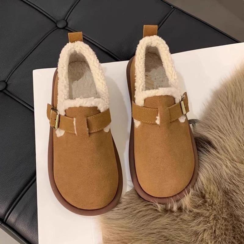 Soft-soled velvet women's new retro autumn and winter shoes thick-soled Doudou flat-soled warm fluffy cotton shoes