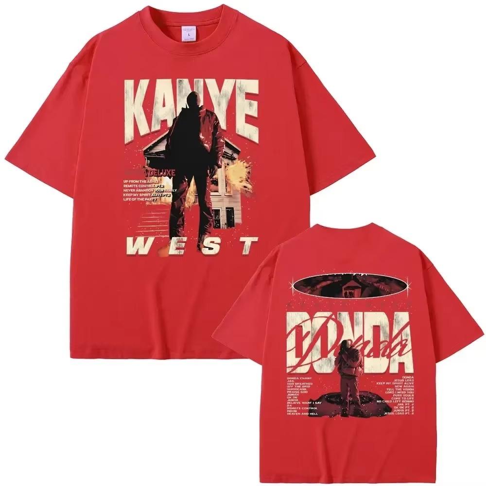 Camisetas Estampadas Dupla Face Donda do Rapper Kanye West Camisetas de Moda Masculina Camiseta de Verão Masculina Hip Hop Vintage Oversized