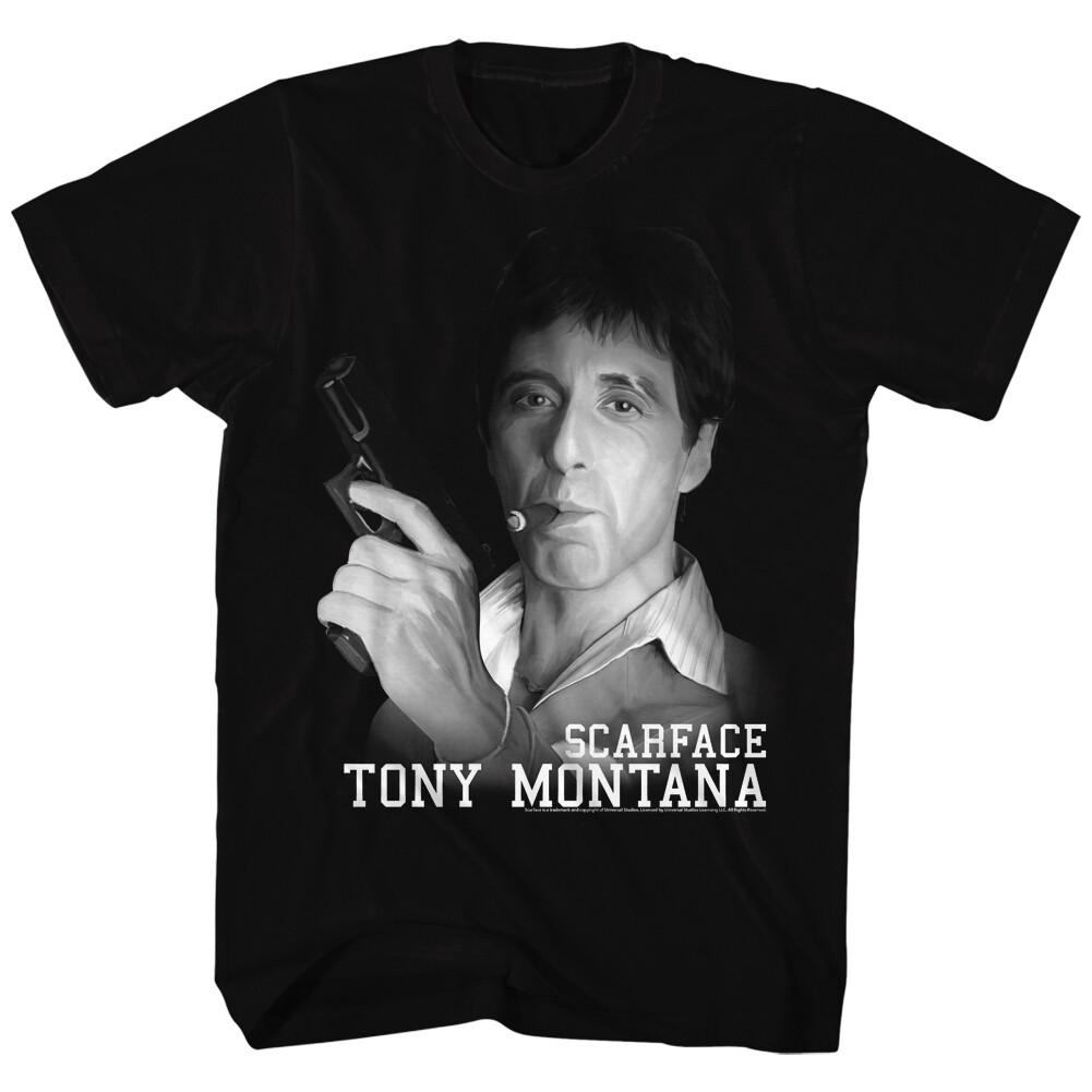 Scarface Movie Tony Montana With Gun Cigar Men T Shirt Cuban Mafia XL