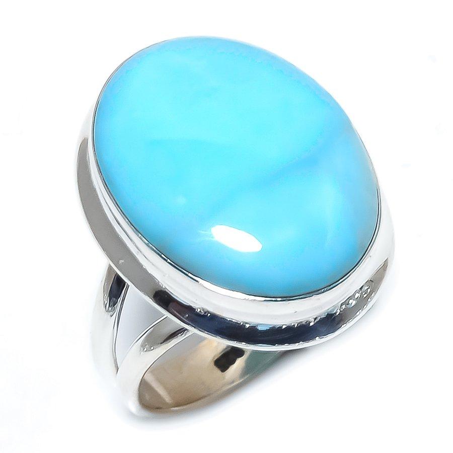 Natural Republic Larimar Edelstein 925 Sterlingsilber massiv Geschenkring S.7 E1v64