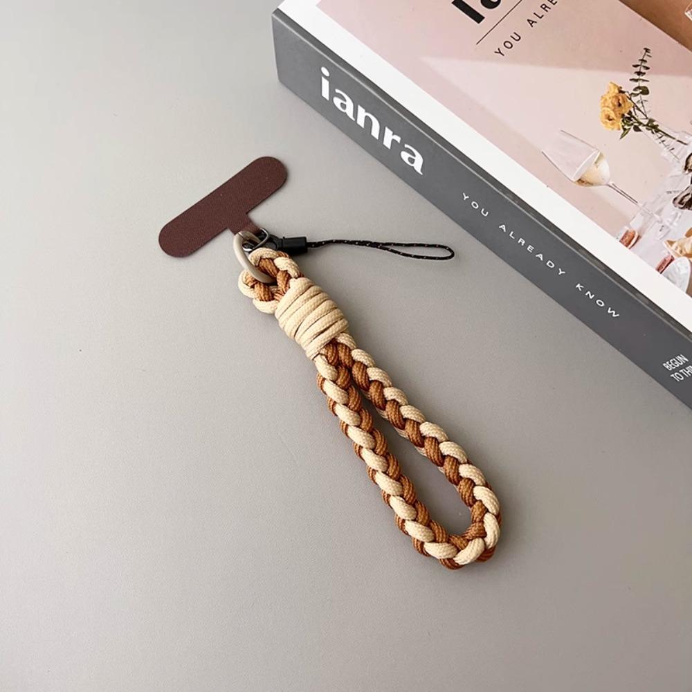 IN Korea Universal Braided Short Mobile Phone Lanyard Strap Hanging Chain Ring Cord with Patch Wrist Strap Cell Phone Detachable
