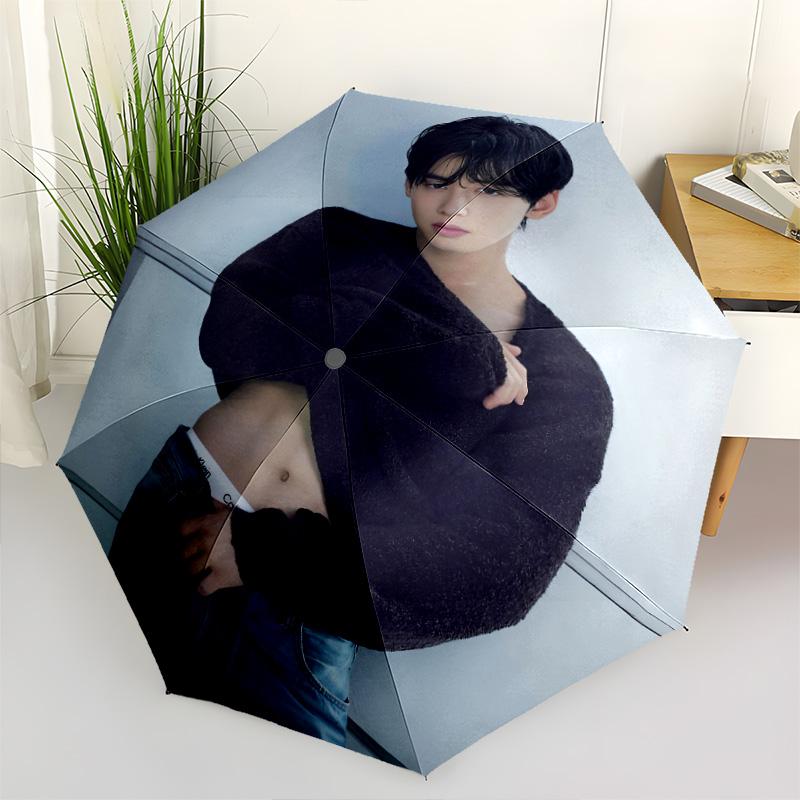 1 PC Automatic Folding Umbrella - Cha Eunwoo Pattern Portable Foldable Design With 8 Ribs Christmas Birthday Gifts