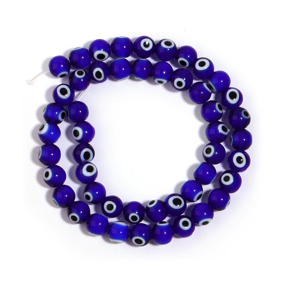 

4 6 8 10mm Lampwork Round Beads Multicolor Evil Eye Loose Spaced Glass Bead For Jewelry Making Bracelet Necklace DIY Accessories 4mm About 90Pcs
