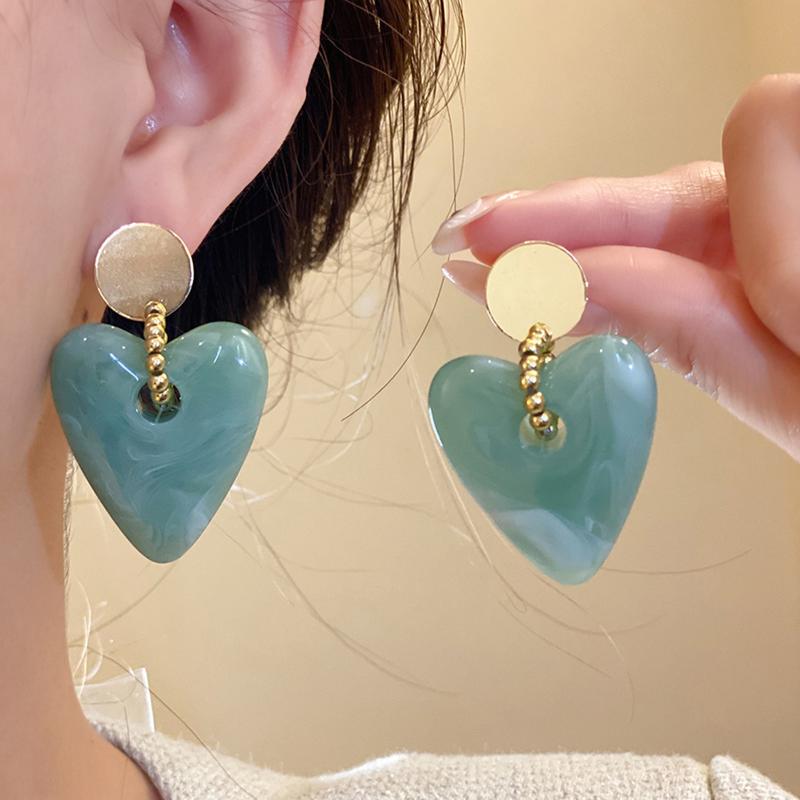 Bohemian Heart Shaped Beaded Earrings and Pendant Clavicle Chain Fashion Jewelry for Women Holiday Gift Idea