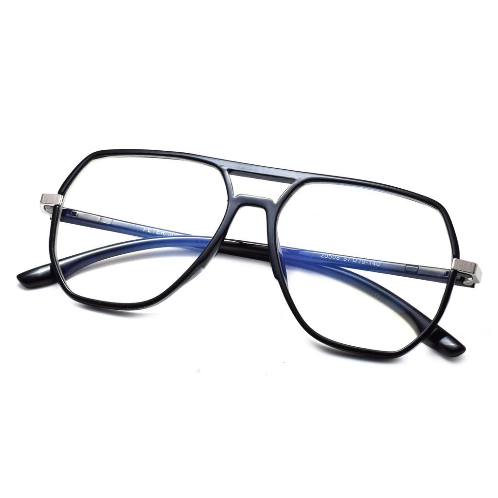 Peter Jones I Zero Power Blue Cut Computer Glasses I Gaming Glasses I UV Protected & Blocks Harmful Rays I Men & Women I Large Pilot Style 20508B