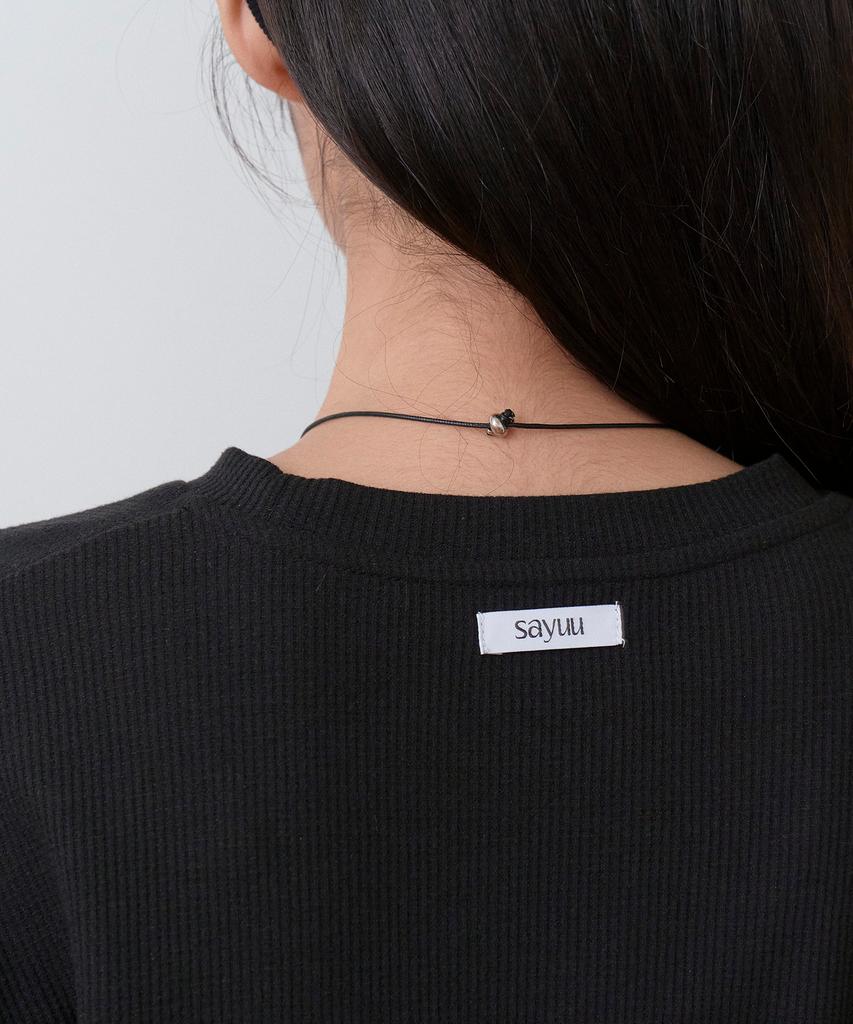 Sayu Pigment Waffle Layered T-Shirt Black