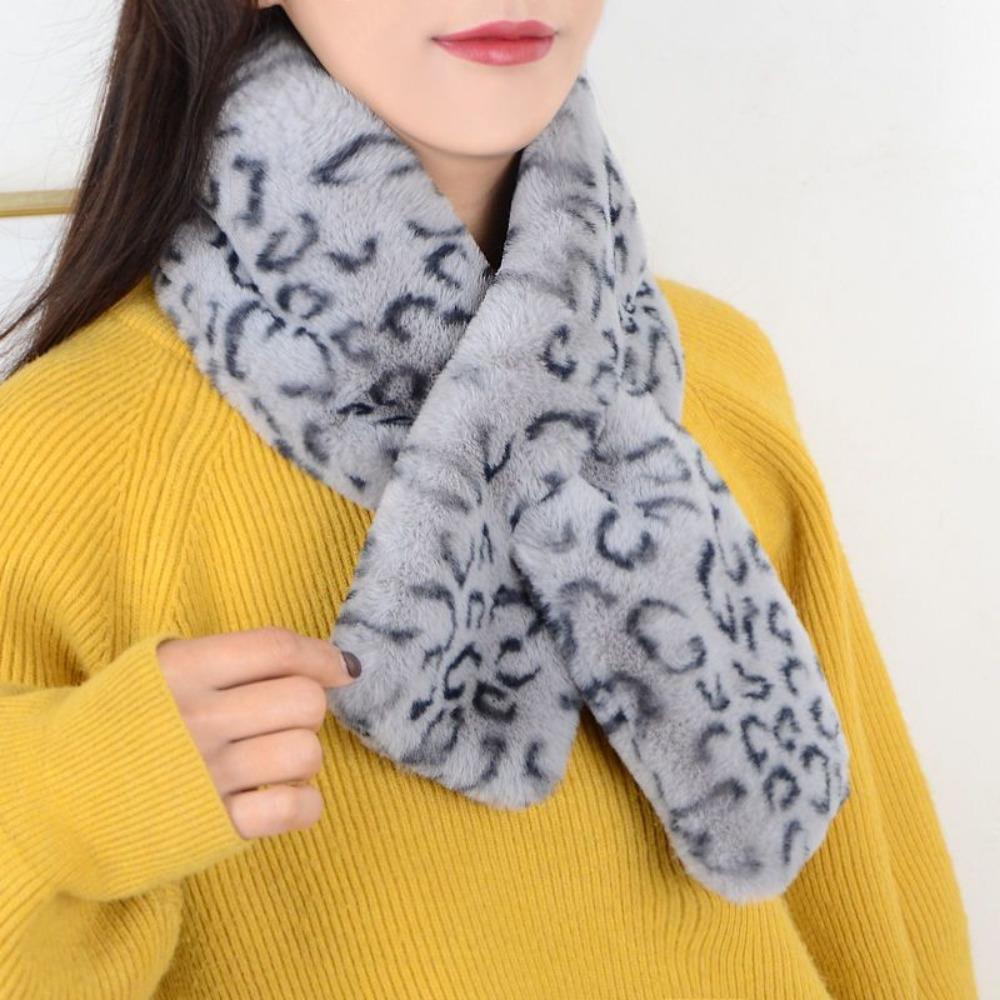 Leopardenmuster Kunstpelz Schal - Damen Winter Warm Vielseitig Kreuz-Halswärmer Damen Schals