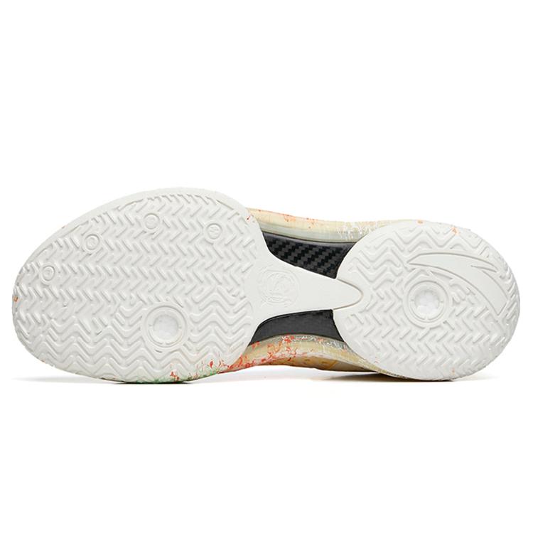 New Anta Shock Wave 4 Wear Resistant Slip Resistant Low Top Performance Basketball Shoes Men's White Multicolor 112231106-13