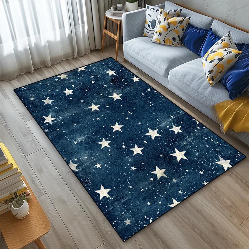 3D Pentagram Geometrischer Teppich Kurzer Samt Rutschfeste Fußmatte für Wohnzimmer Schlafzimmer Kinder Heimdekoration Große Teppiche