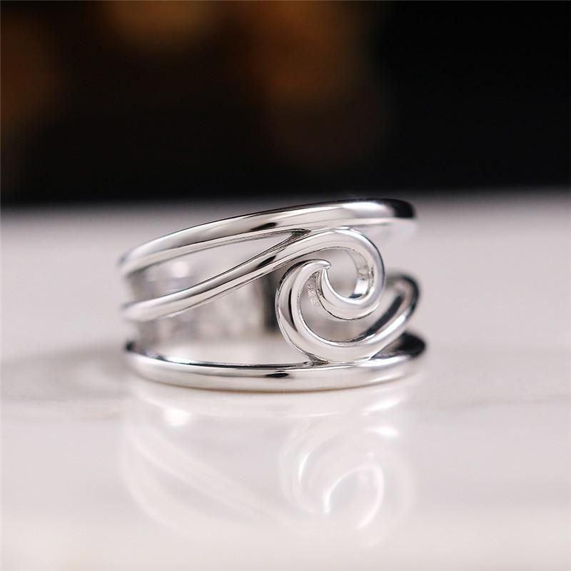 1Pc Simple Geometric Wave Ring, Simple Smooth Index Finger Ring with Personality