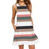 Women's Fashion Beach Dress Sleeveless Round Neck Stripe Print Dress