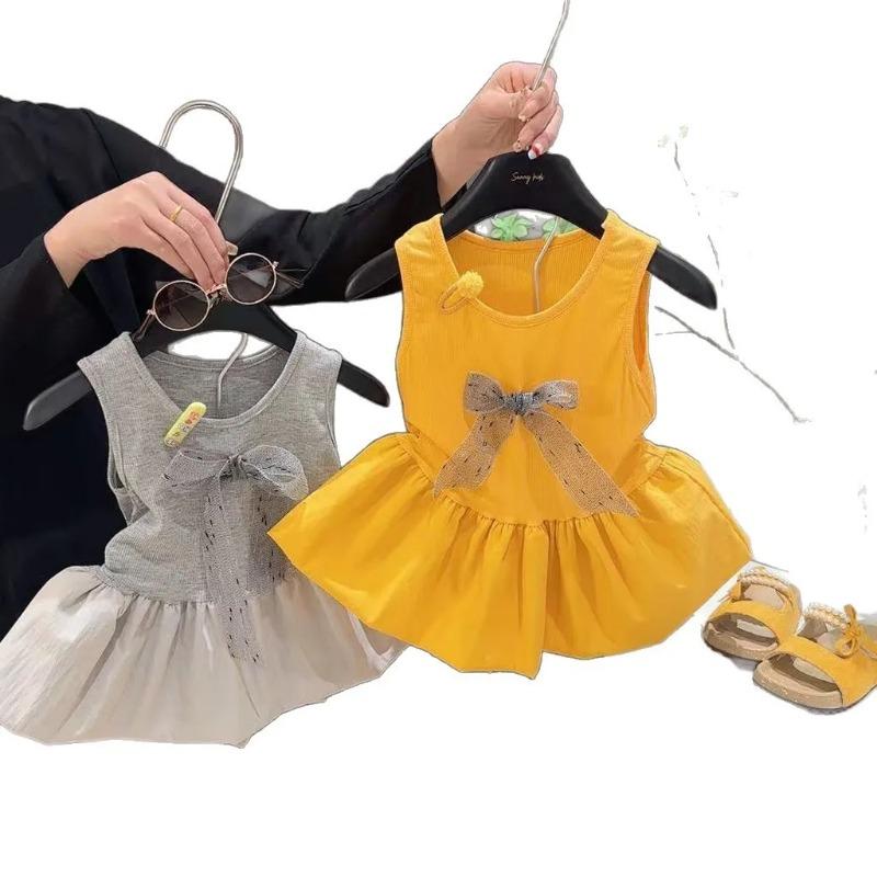 Rippstrickkleid für Mädchen Weiches Stretch-Trägerkleid Sanfter A-Linien-Rock Leichtes Sommerkleid Spielpartys