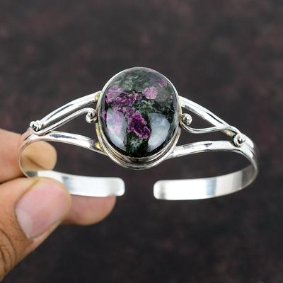 Eudialyte Bangle Top Quality Gemstone Jewelry Handmade Cuff Bracelet 925 Sterling Silver Adjustable Bangle Stylish Jewelry Gift For Mother