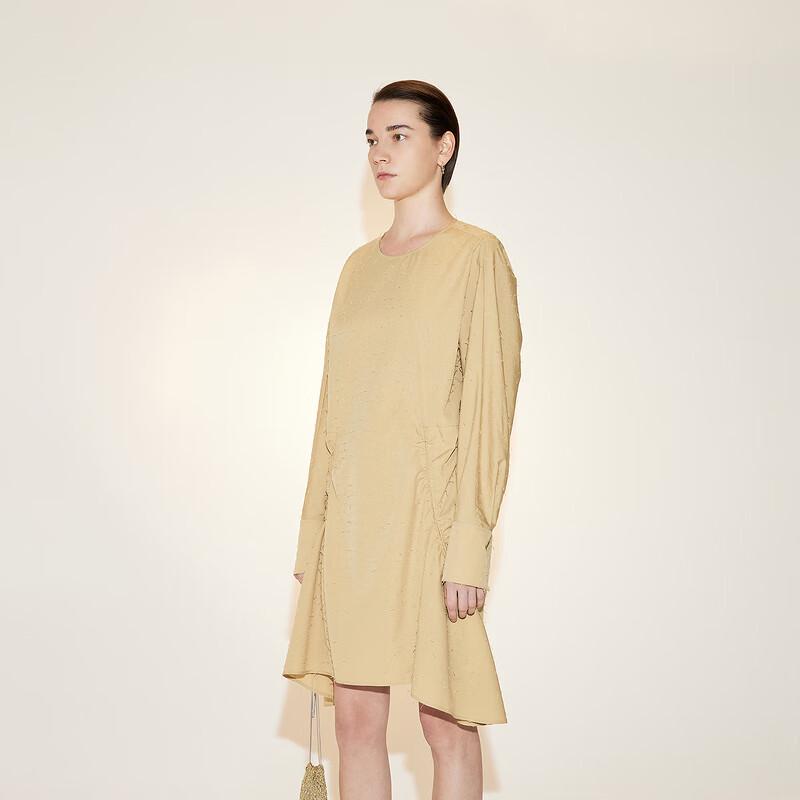

LESS 2023 Autumn Long Sleeve Round Neck Irregular Dress L