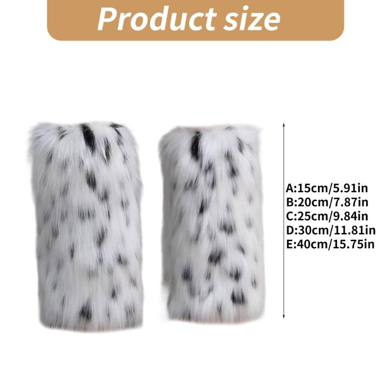 Vintage Thickened Furry Leg Warmers for Women Long Fuzzy Boot Cuffs Leg Cover for Winter Outfits and Costume Parties
