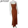 BITCED Women's Spring/Summer Strapless Deep V-Neck Slim-Fit Urban Chic Solid-Colour Dress