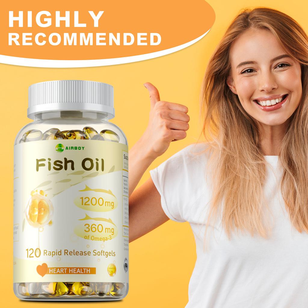 Airboy Fish Oil 1200mg Softgels — Omega-3 EPA DHA, Daily Wellness, Nutritional Support