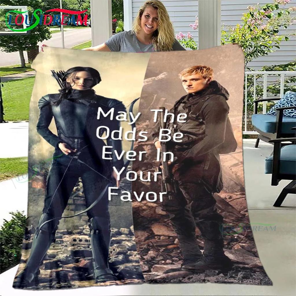 Hot Fashion The Hunger Games Pattern Blanket Flannel Thin Blanket Portable Home Travel Office Lunch Break Blanket Birthday Gift