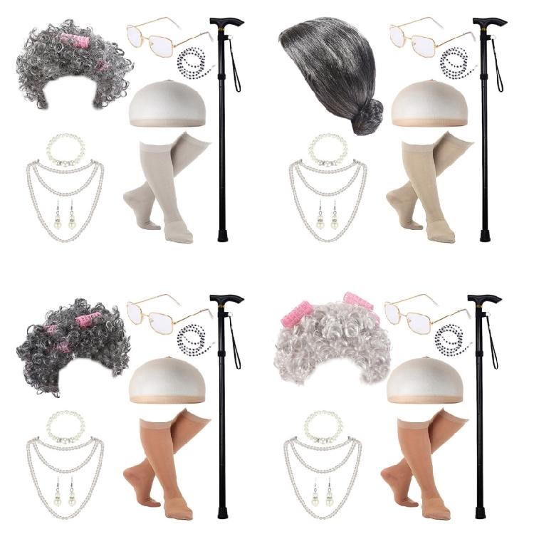 Grandma Costume Set Old Lady Costume Outfit Girl Halloween Old Lady Costume Set