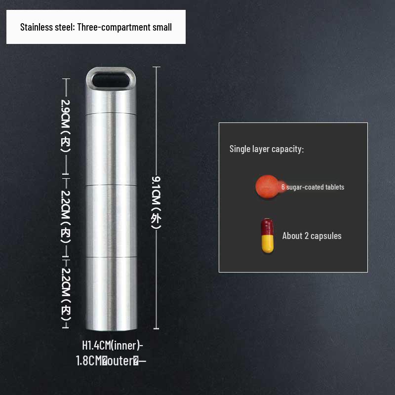 Waterproof Stainless Steel Mini Pill Box - Portable, Moisture-Proof Travel Medication Container
