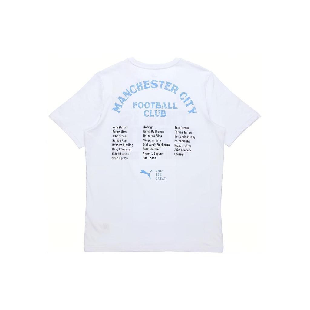 Puma MCFC 2020-21 Season Letter Print Soccer Sport T-Shirt Men Tops White 768843-01