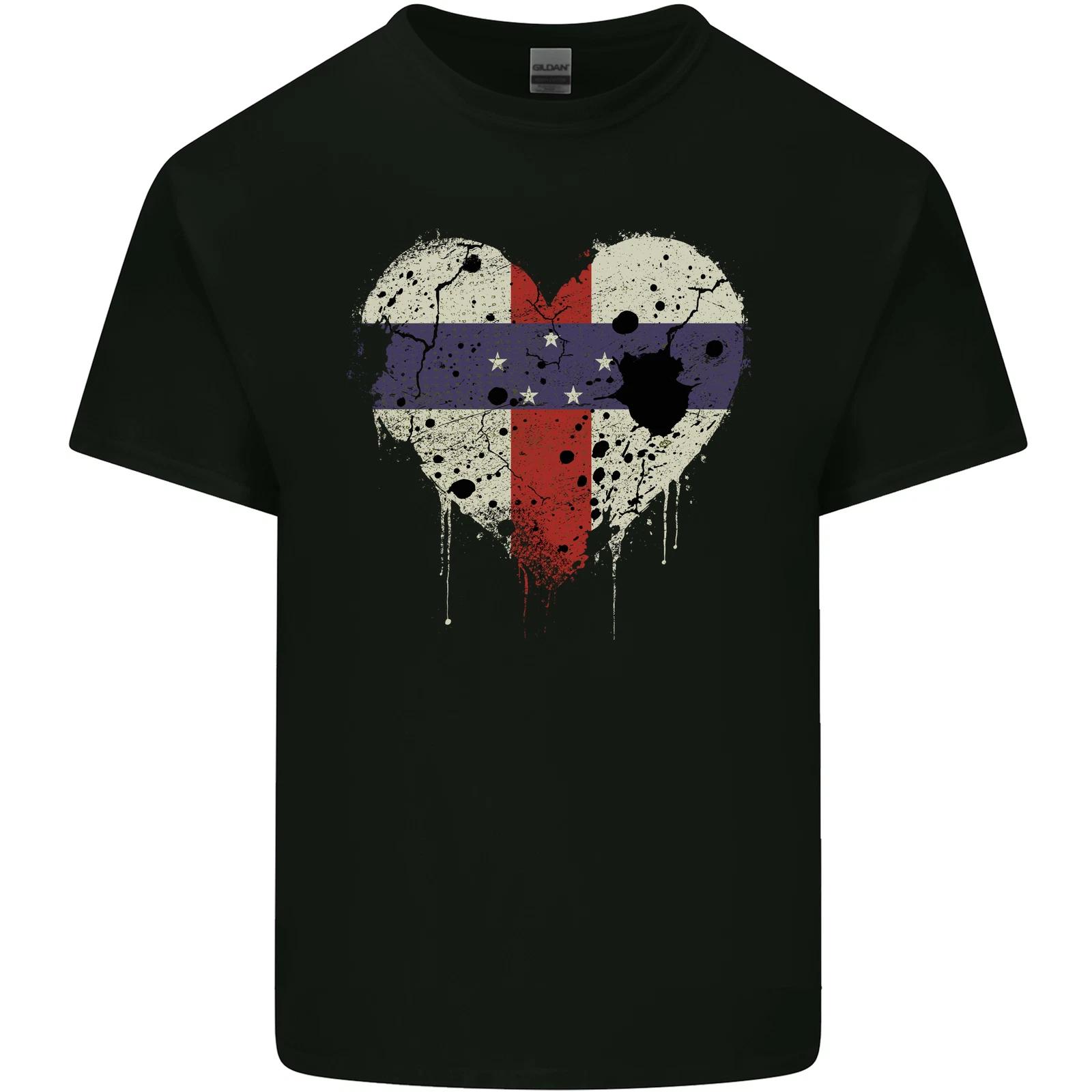Love Flag Netherlands Antilles Football Kids T-Shirt Childrens 2XL