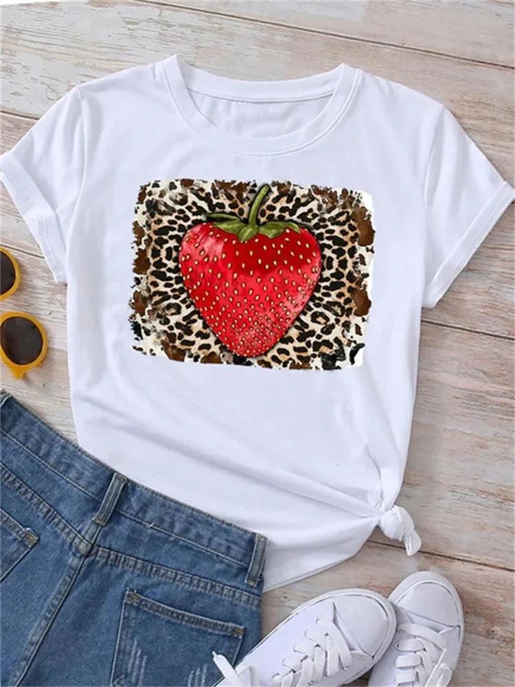 White Cartoon Casual Women FeUnisex Clothes Summer Funny Watermelon Fruit Print Women T Shirt Harajuku Aesthetic Clothes