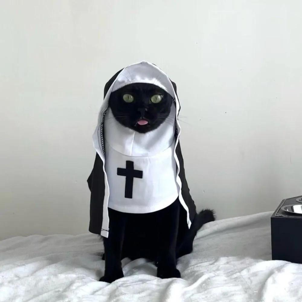 Christmas Pet Dog Cat Cosplay Costume Dress Up Pet Accessories Puppy Kitten Jesus Nun Clothes Breathable Halloween Jumpsuit Coat