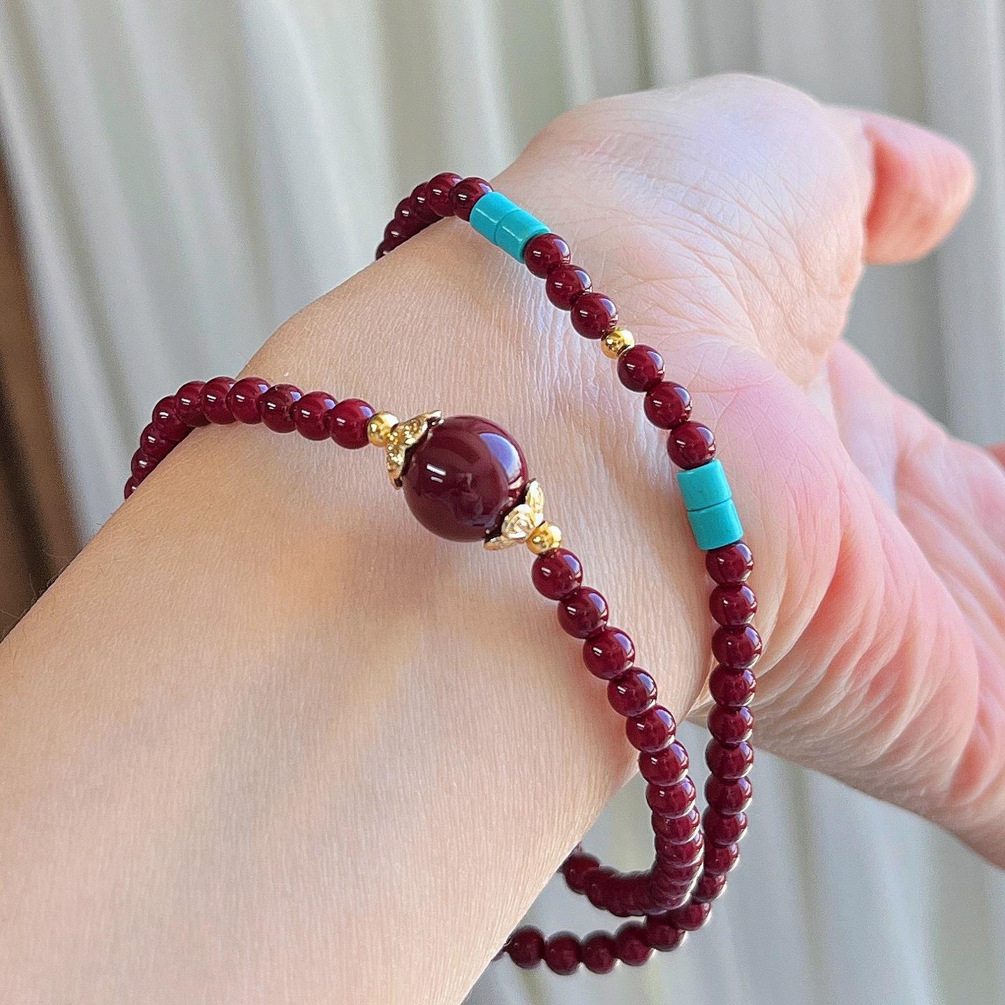 Autumn And Winter Retro Ankara Red Shijia Pearl Multi-Circle Bracelet Bracelet For Women
