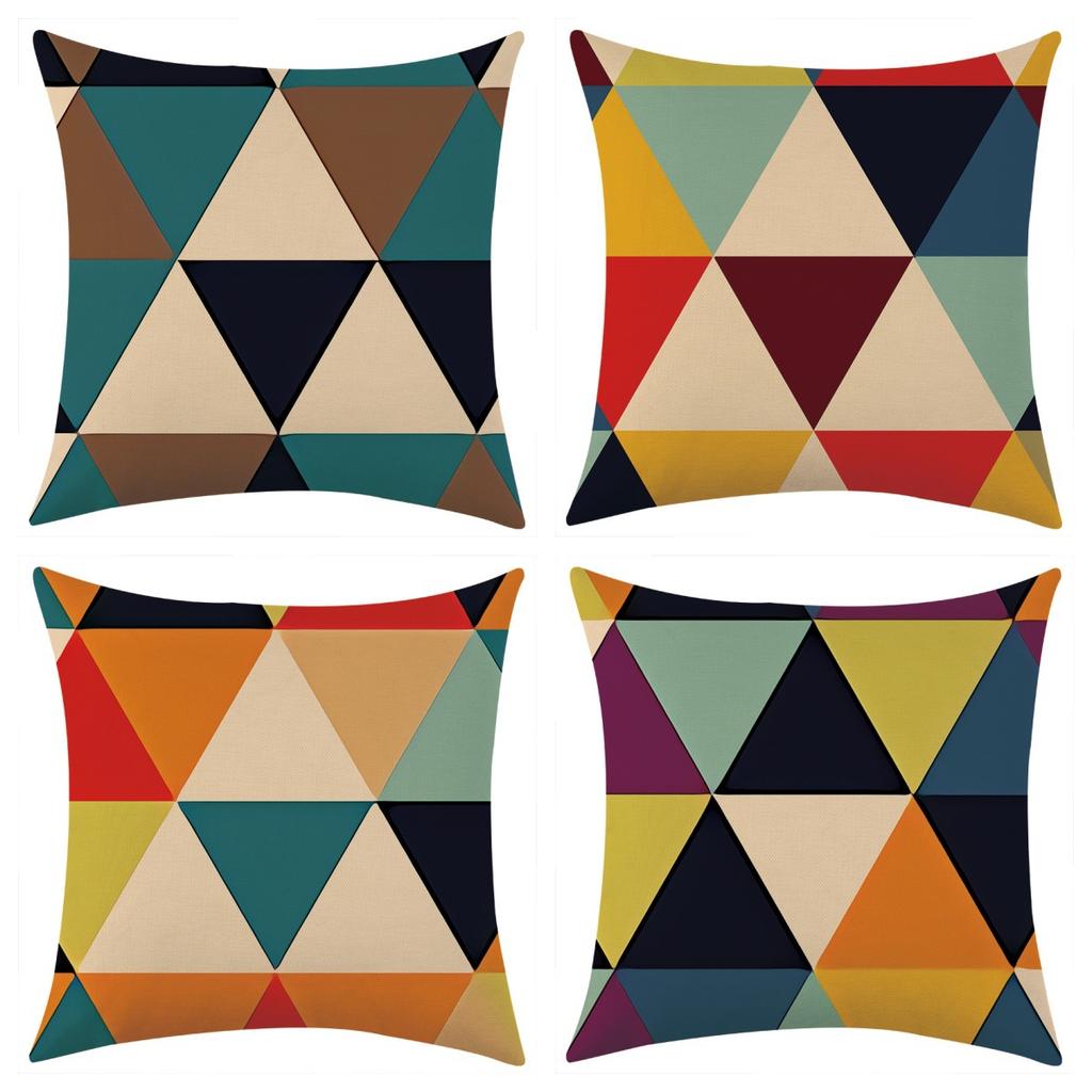 New Color Triangular Geometric Abstract Linen Pillowcase for Car Sofa Lumbar Pillow Cushion