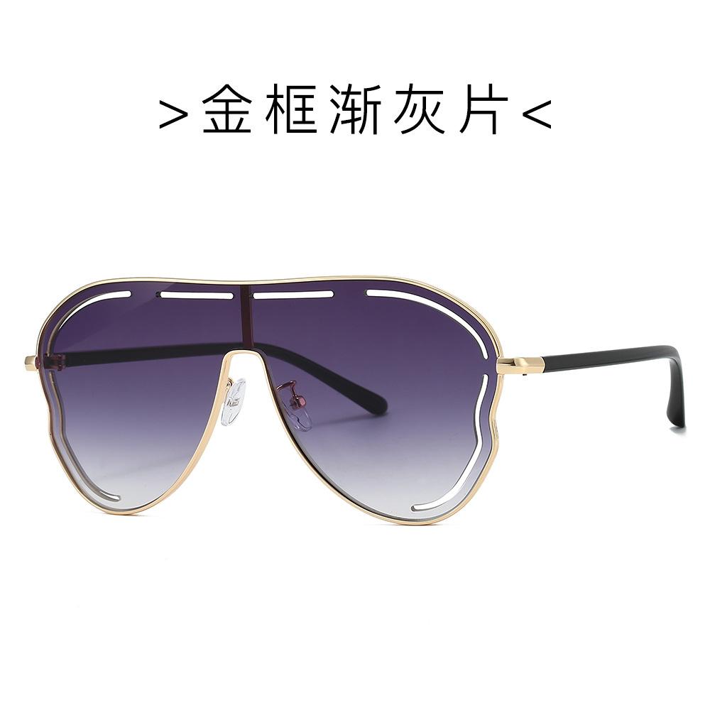 Funny oversized hollow sunglasses women high quality beach sunscreen glasses metal Internet celebrity sunglasses
