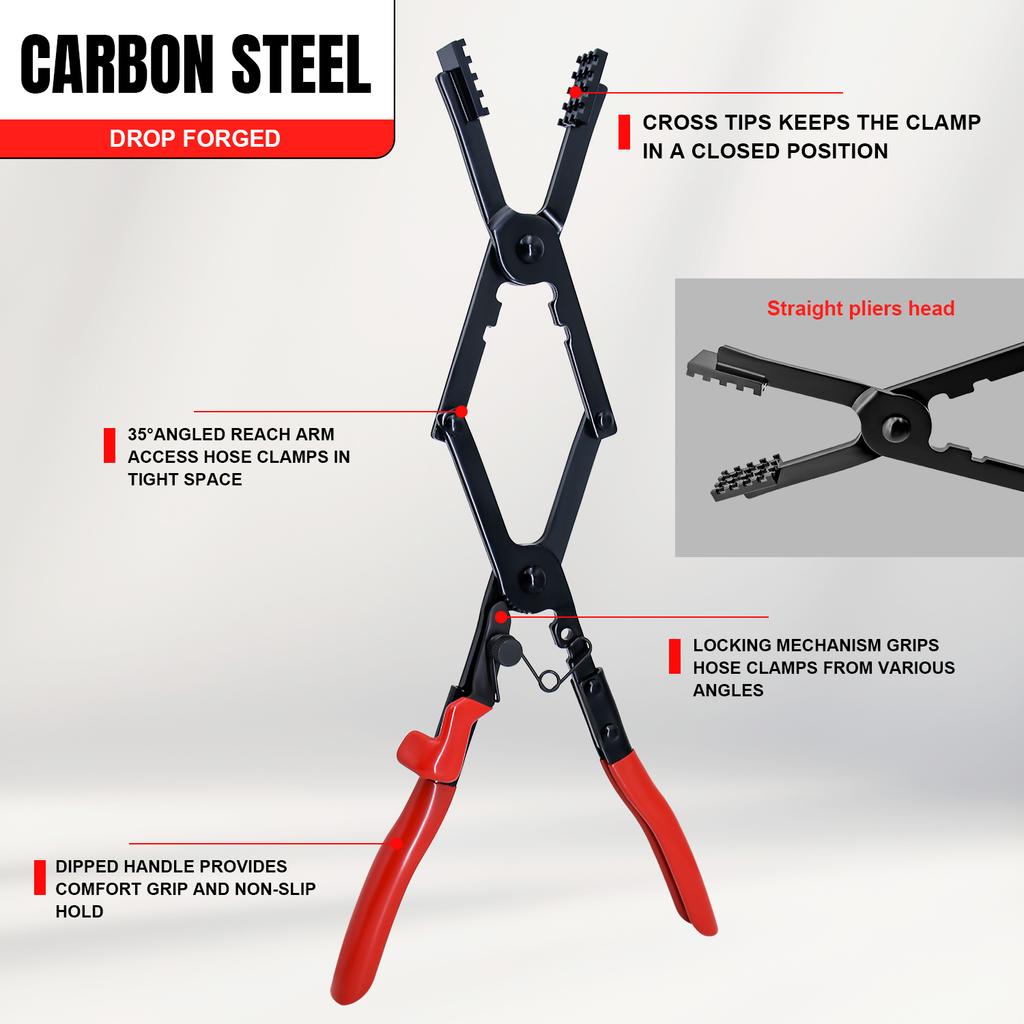Long Reach Hose Clamp Pliers with Locking Mechanism, Extra Long Reach Hose Clamp Pliers for Hard-to-Reach Hoses