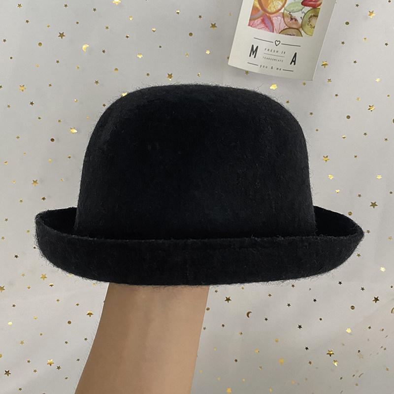 

Ретро шерстяной цилиндр осень британская литература и искусство милая игривая омолаживающая повседневная универсальная шляпа-котелок тренд Adult (54-58cm) чёрный