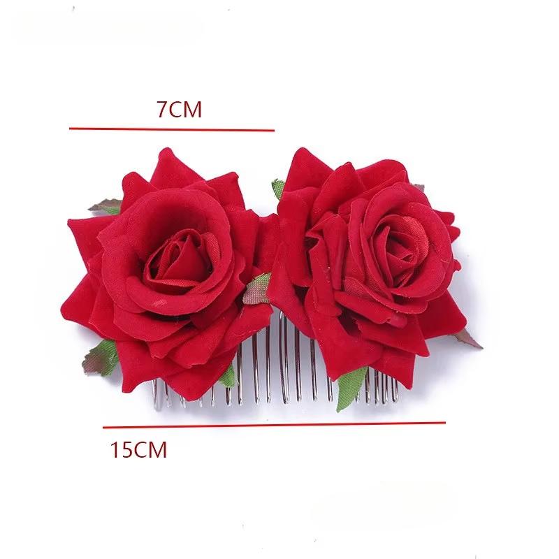 Neuer Braut Künstliche Rose Blume Haarnadel Samtstoff Haarkamm Frauen Hochzeit Brautjungfer Party Accessoires Haarspange Schmuck