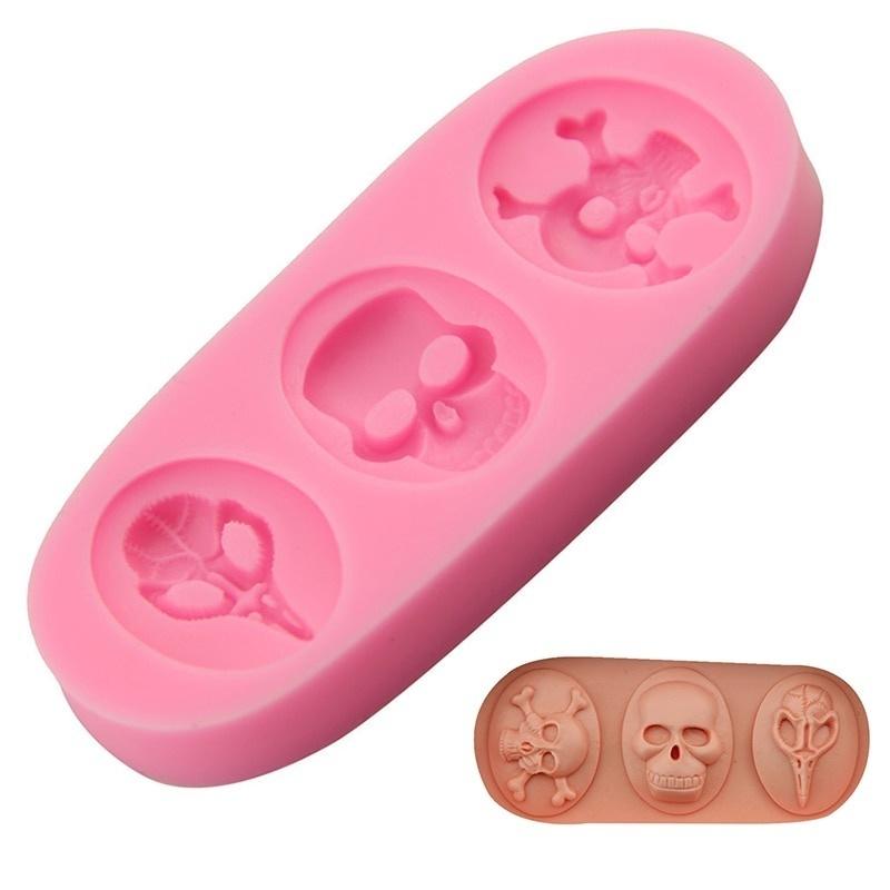 DIY Halloween Candy Pirate Skull Candy Fondant Silicone Mold Sugarcraft Mold Baking Molding Cake Dec
