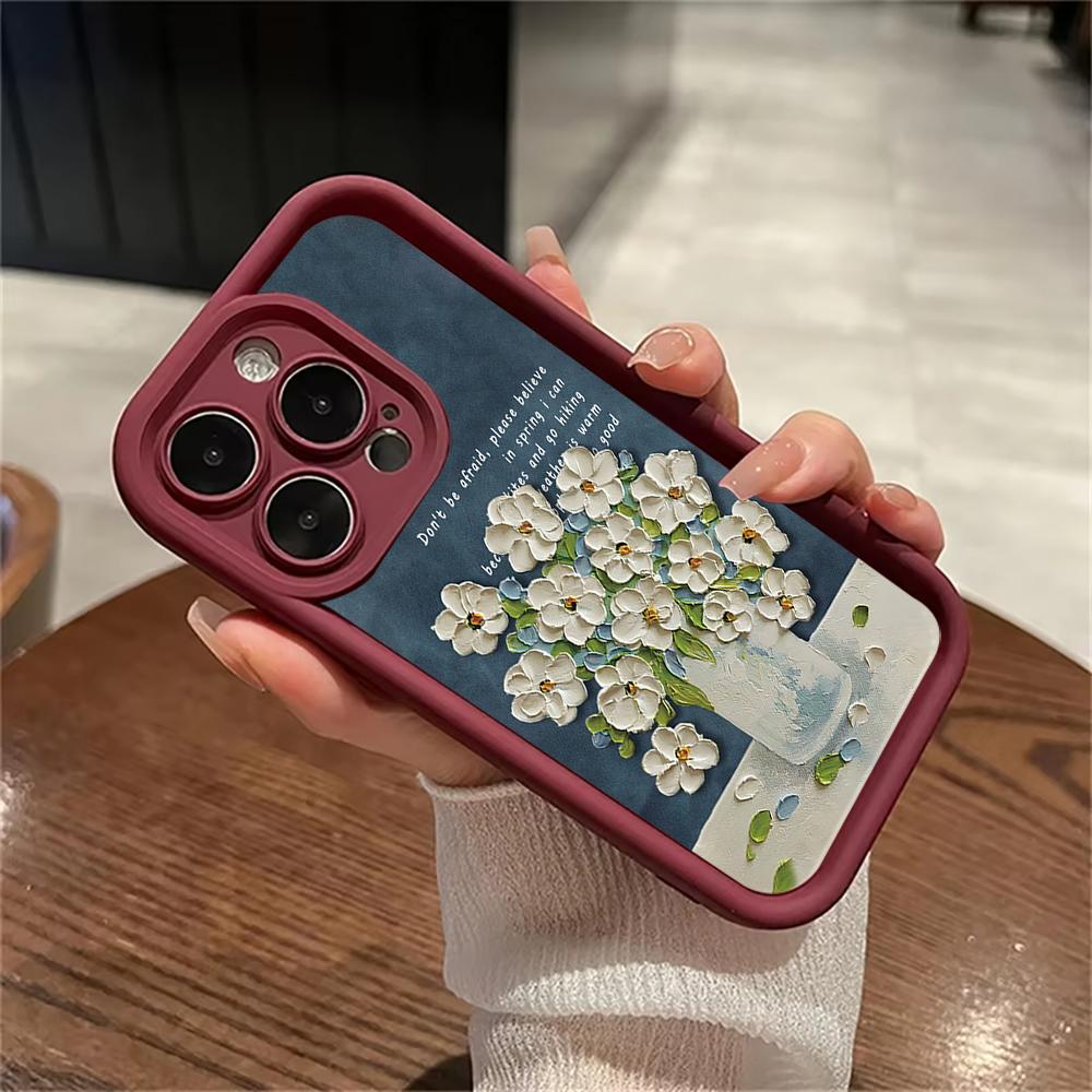 Fashionable and Colorful Bouquet Phone Case iPhone 15 Pro Max 11 12 13 16 14 Plus Silicone Shockproof Case Lens Protector Shell