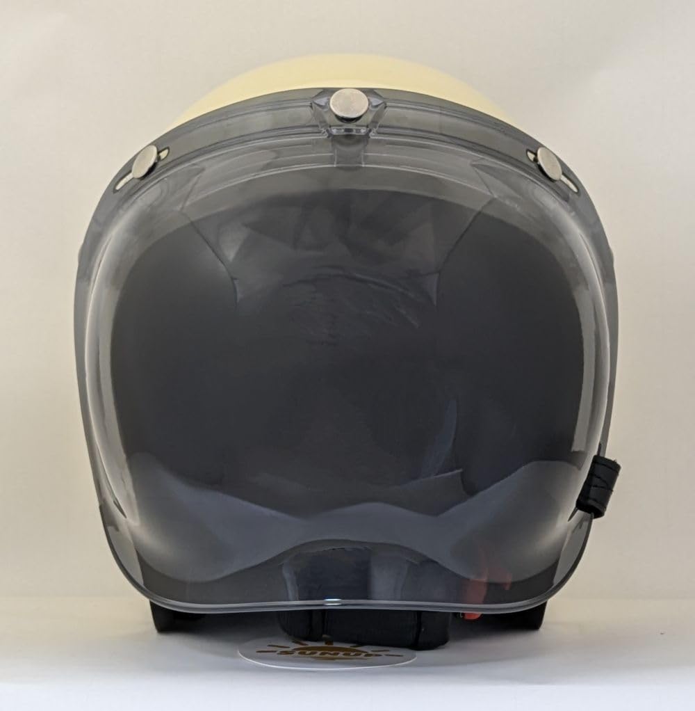 SUNUP SA-004 Motorcycle Helmet Parts Shield, Lock-In Anti-Fog Up/Down Bubble Shield, L.Smoke, Anti-Fog, Flip-Up Closure, Bubble, Light Smoke