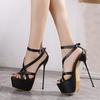 Fashion Luxury Women Pumps Summer Sexy 17CM Platform High Heels Sandals for Women Fashion Open Toe Buckle Strap Stripper Pole Dance Shoe